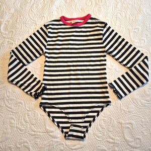 Zara girls size 11/12 years black & white with red collar, body suit EUC
